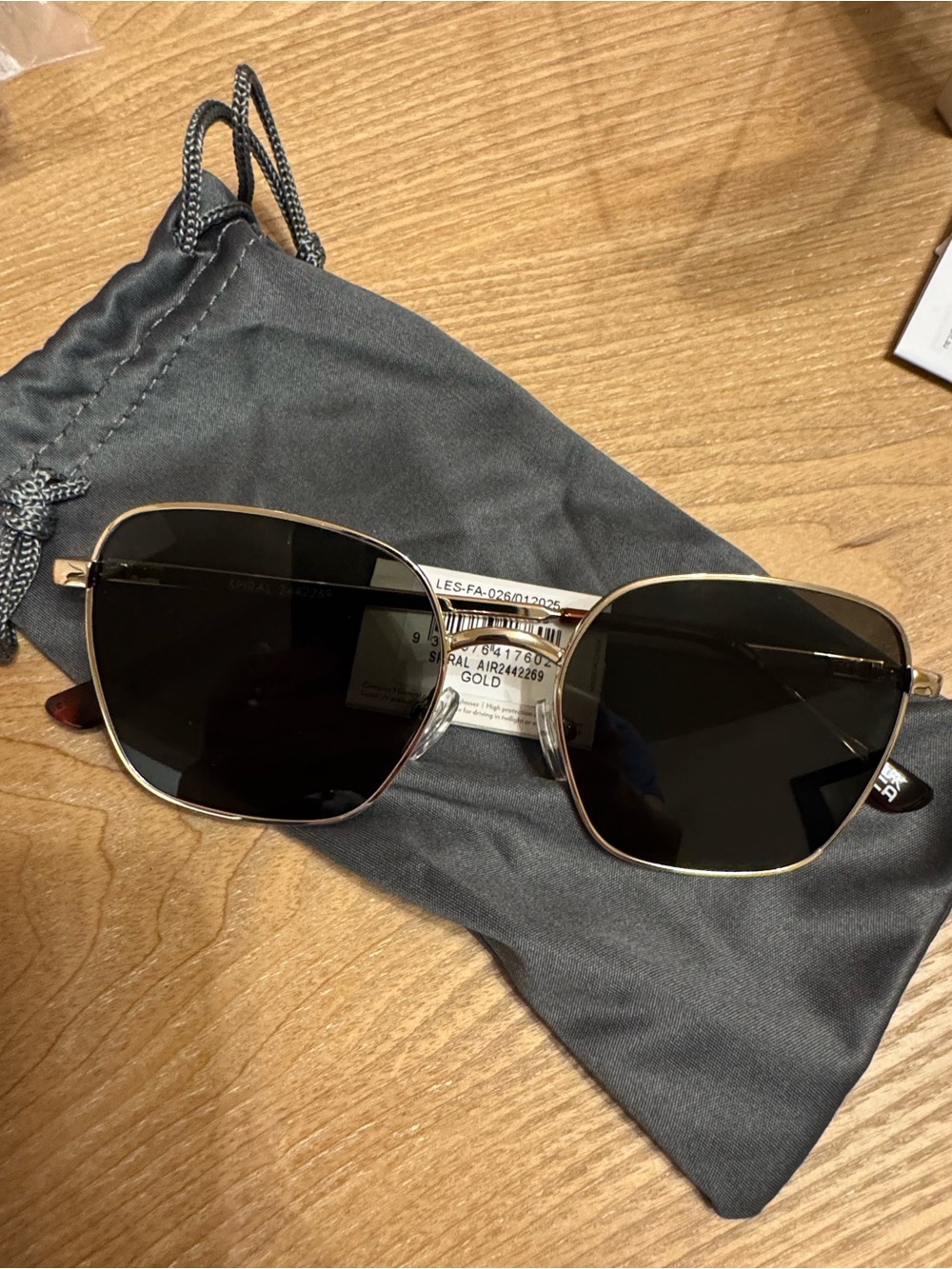 Aviator Sunglasses in Gold Frame with Black Lenses